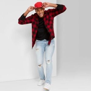 2 Pairs Men's Light Blue Distressed Slim Fit Tapered Jeans Size 38x30